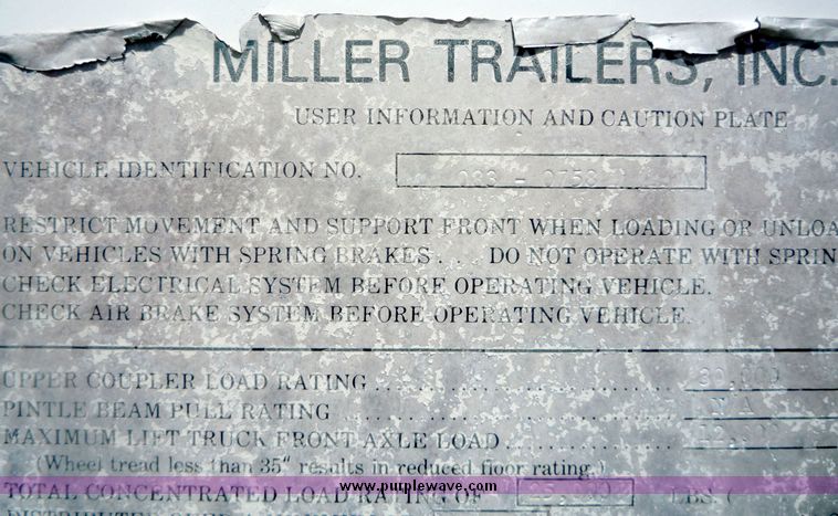 image for item 3924 1984 Miller tandem axle van trailer