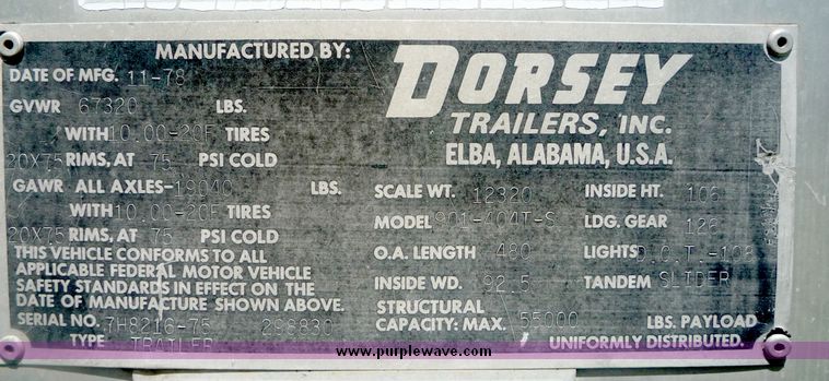 image for item 3925 1978 Donsey tandem axle van trailer