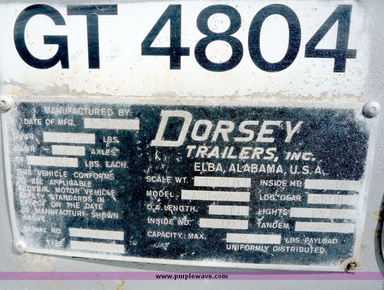 image for item 4023 1973 Dorsey tandem axle van trailer