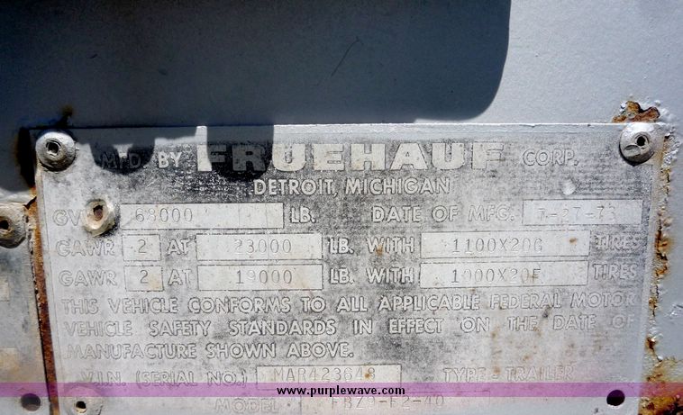 image for item 4030 1973 Fruehauf tandem axle van trailer