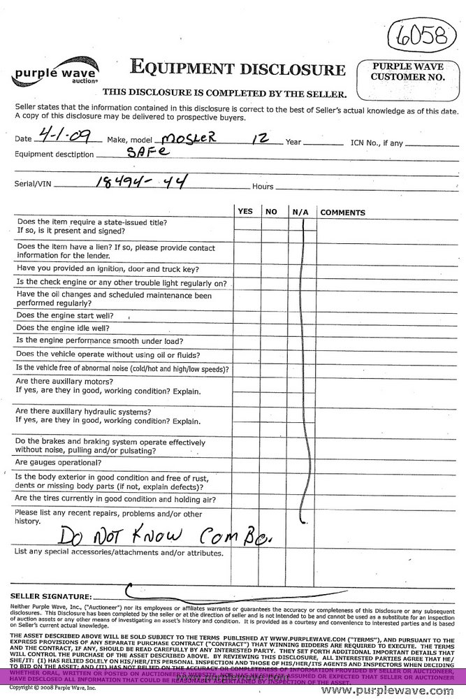 image for item 4491 Mosler safe