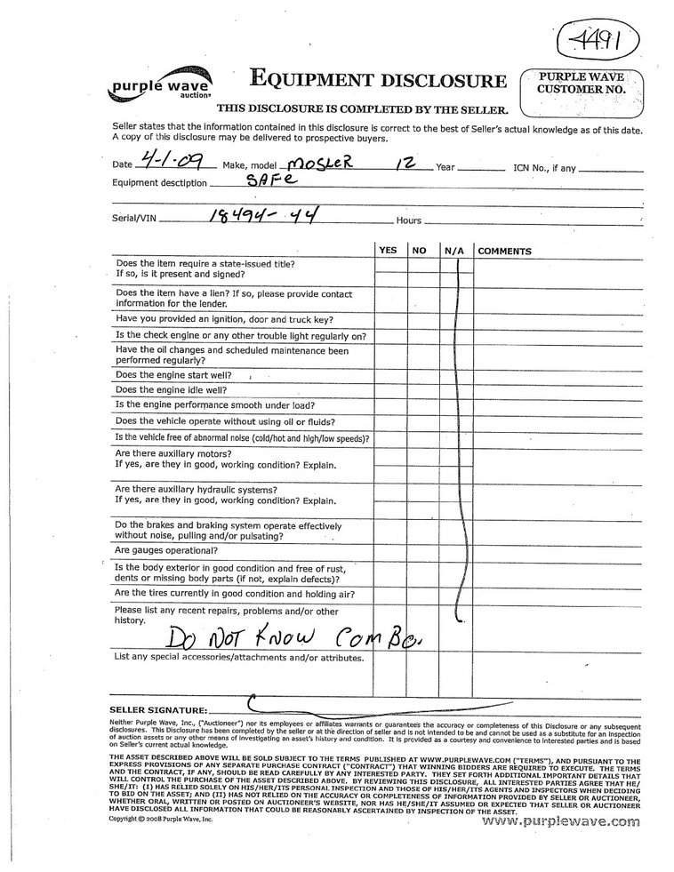 image for item 4491 Mosler safe