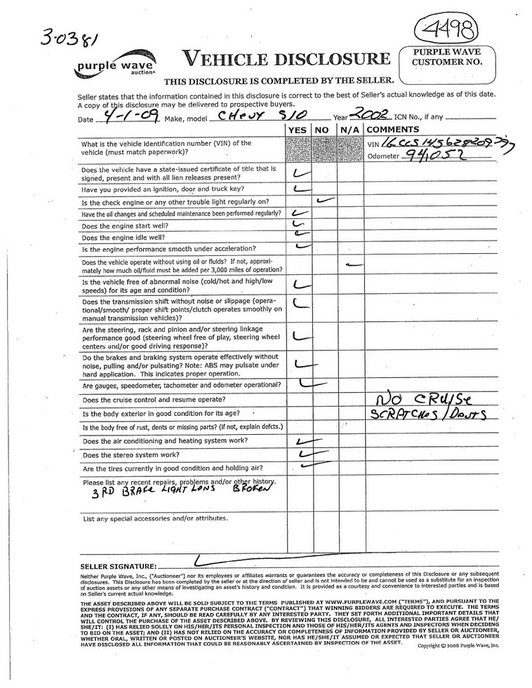 image for item 4498 2002 Chevrolet S-10