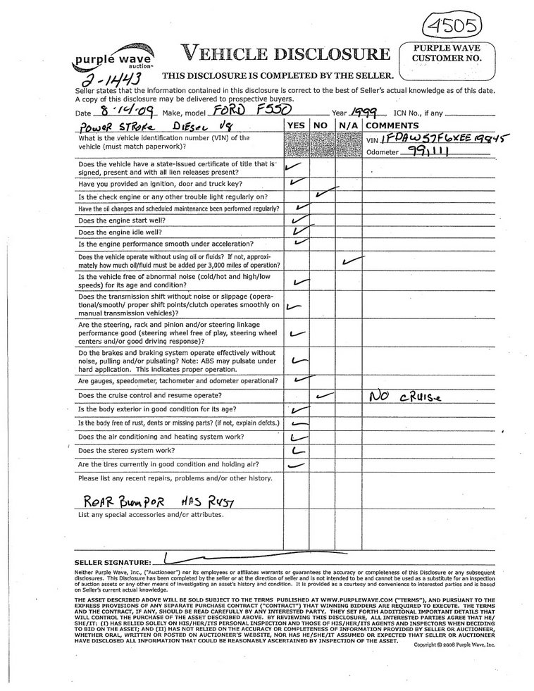 image for item 4505 1999 Ford F550