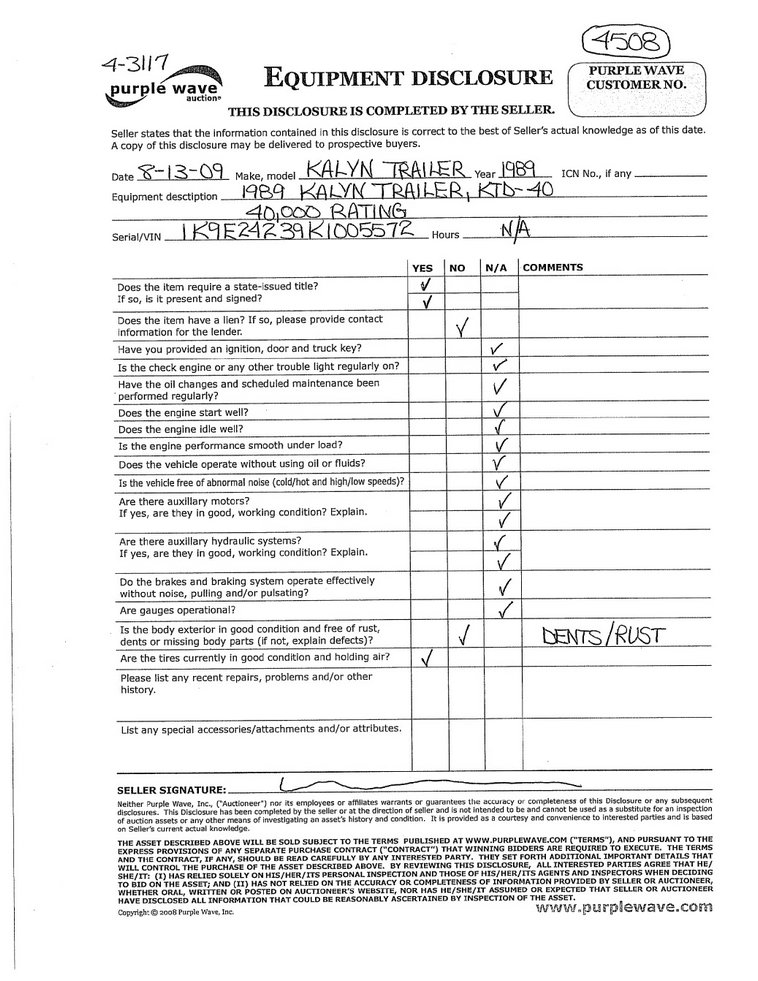 image for item 4508 1989 Kalyn KTD-40 trailer