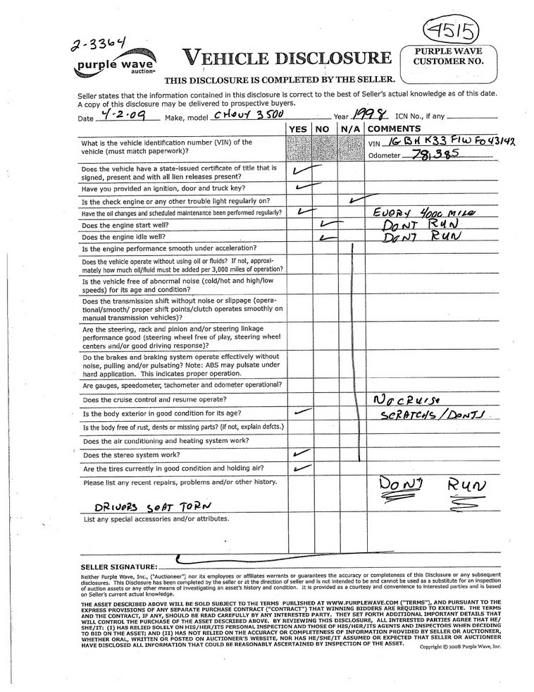 image for item 4515 1998 Chevrolet K3500