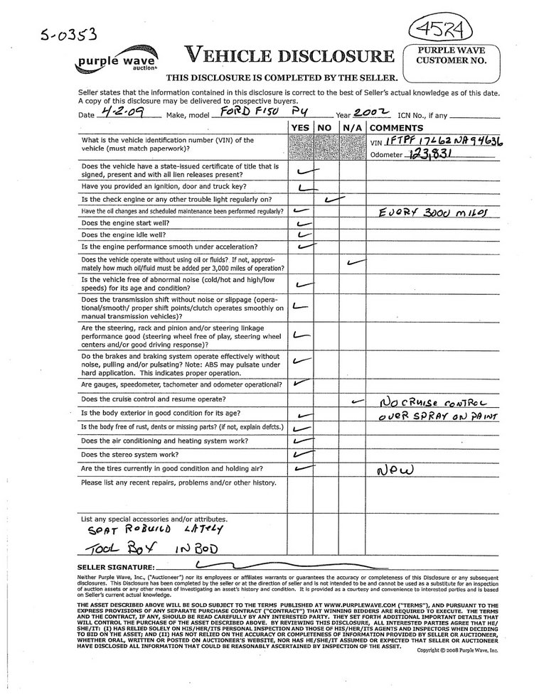 image for item 4524 2002 Ford F150