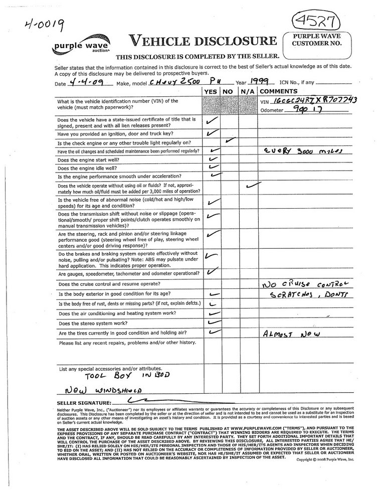 image for item 4527 1999 Chevrolet C2500