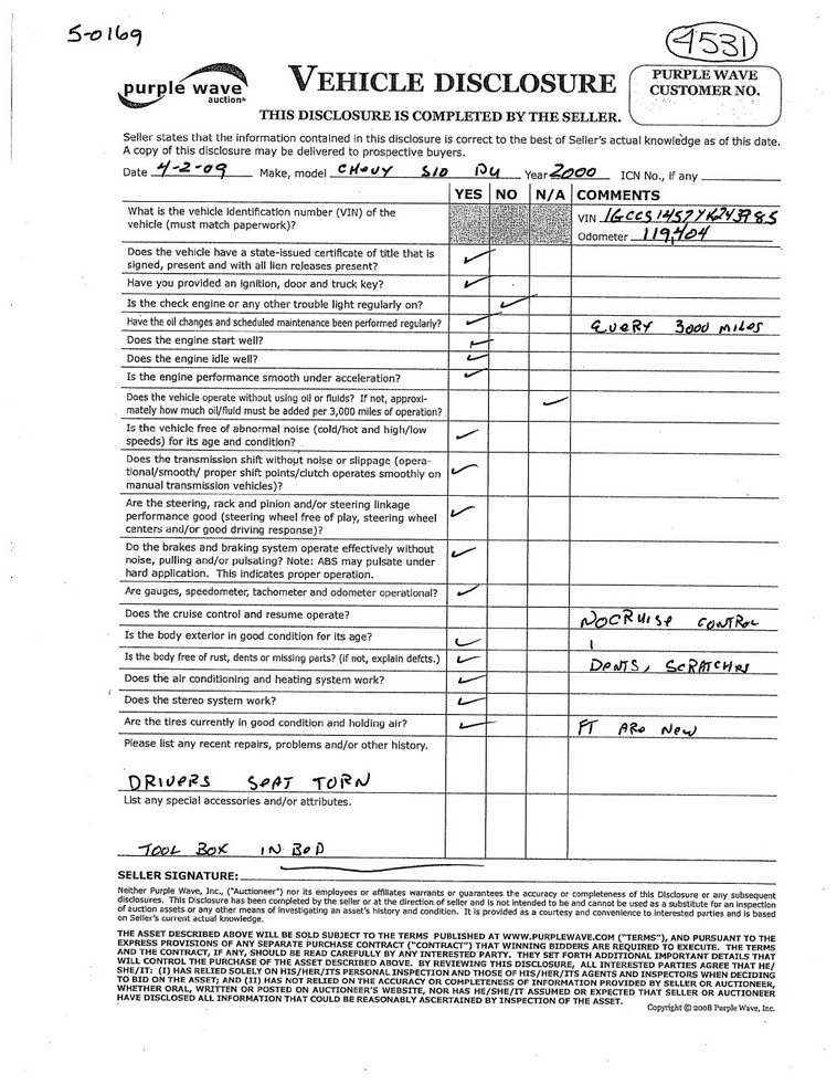 image for item 4531 2000 Chevrolet S-10