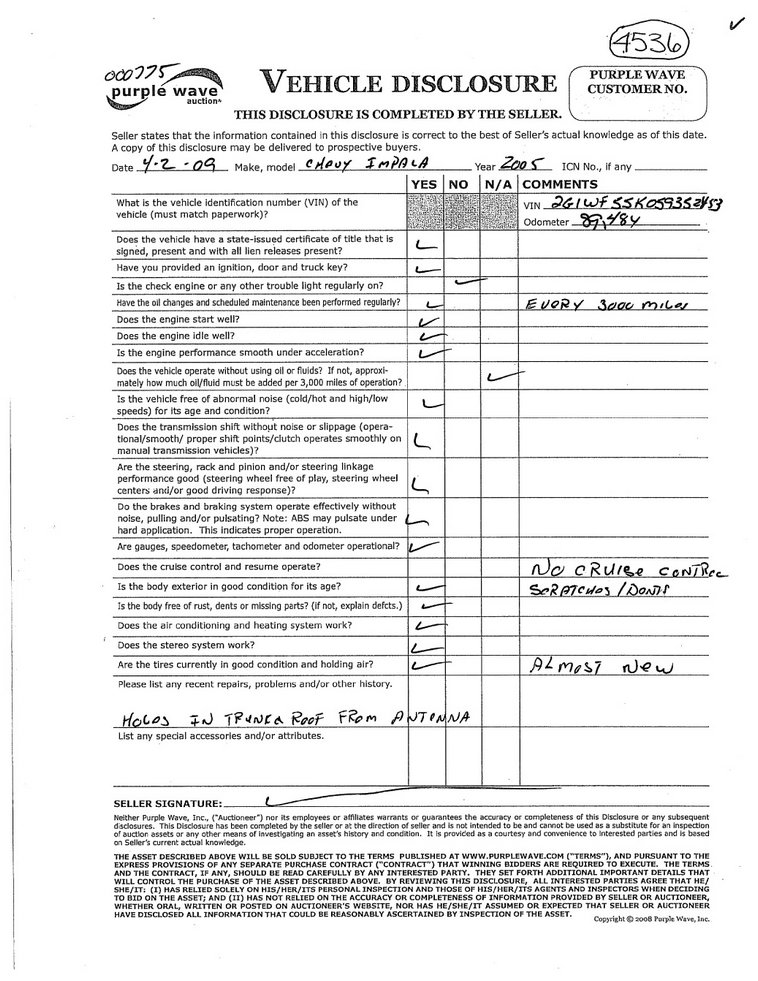 image for item 4536 2005 Chevrolet Impala