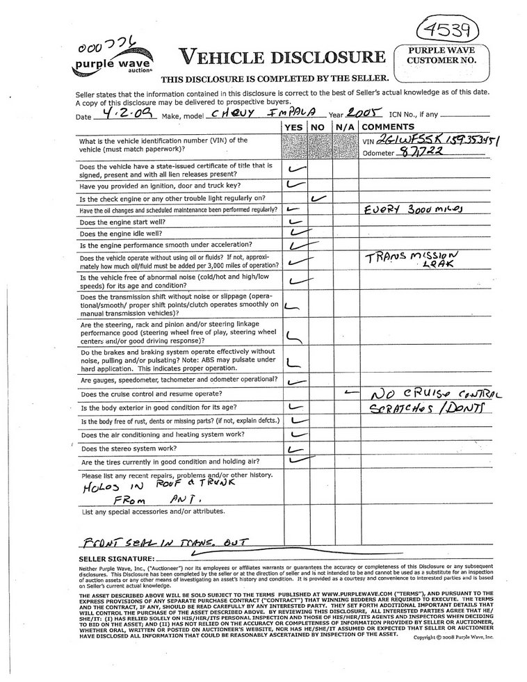 image for item 4539 2005 Chevrolet Impala