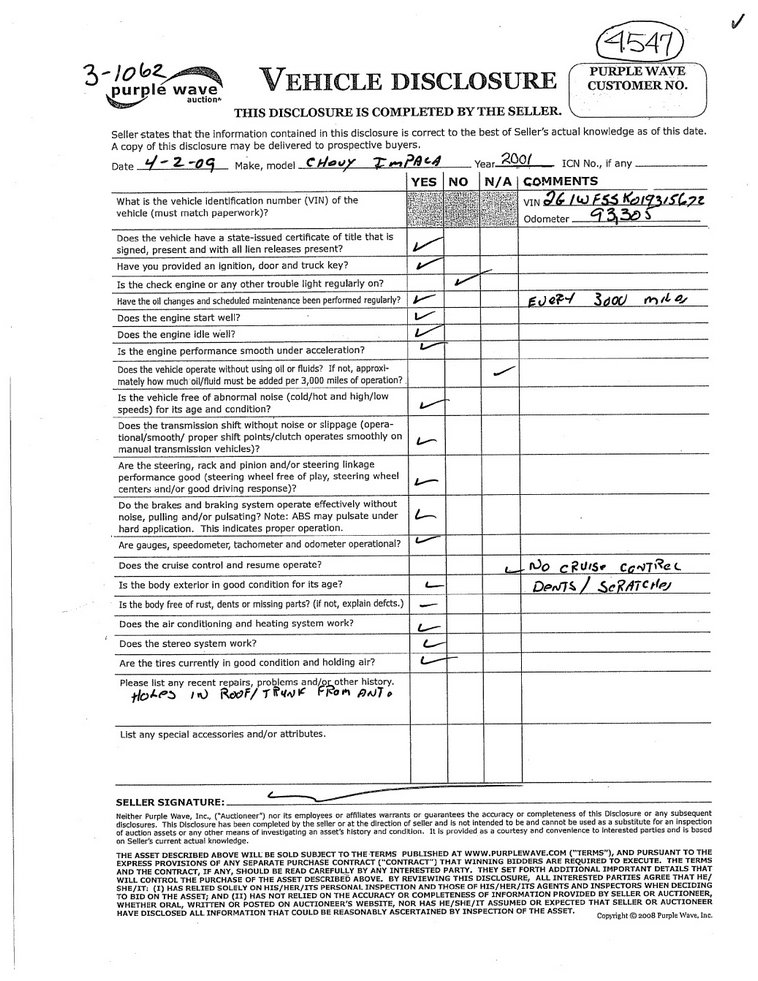 image for item 4547 2001 Chevrolet Impala