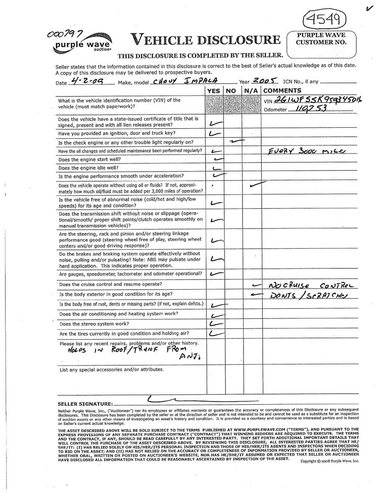 image for item 4549 2005 Chevrolet Impala