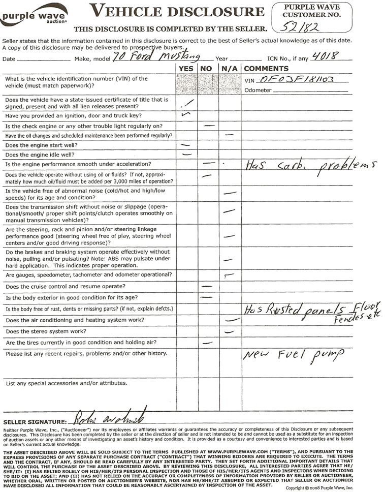 image for item 4018 1970 Ford Mustang convertible