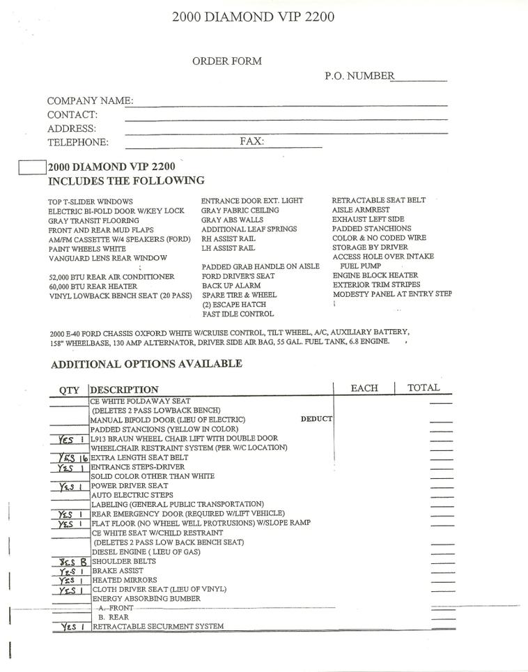image for item 4233 2000 Ford E-40 Diamond VIP 2200 bus