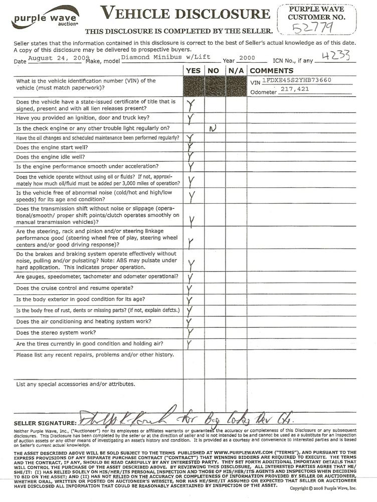 image for item 4233 2000 Ford E-40 Diamond VIP 2200 bus