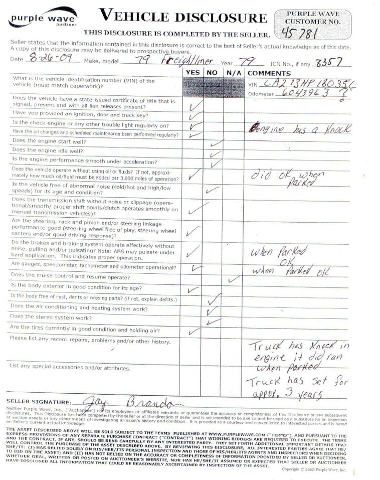 image for item 8357 1979 Freightliner semi tractor truck