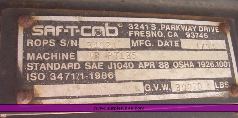 image for item 5351 1993 Ingersoll Rand PT-125R pneumatic roller