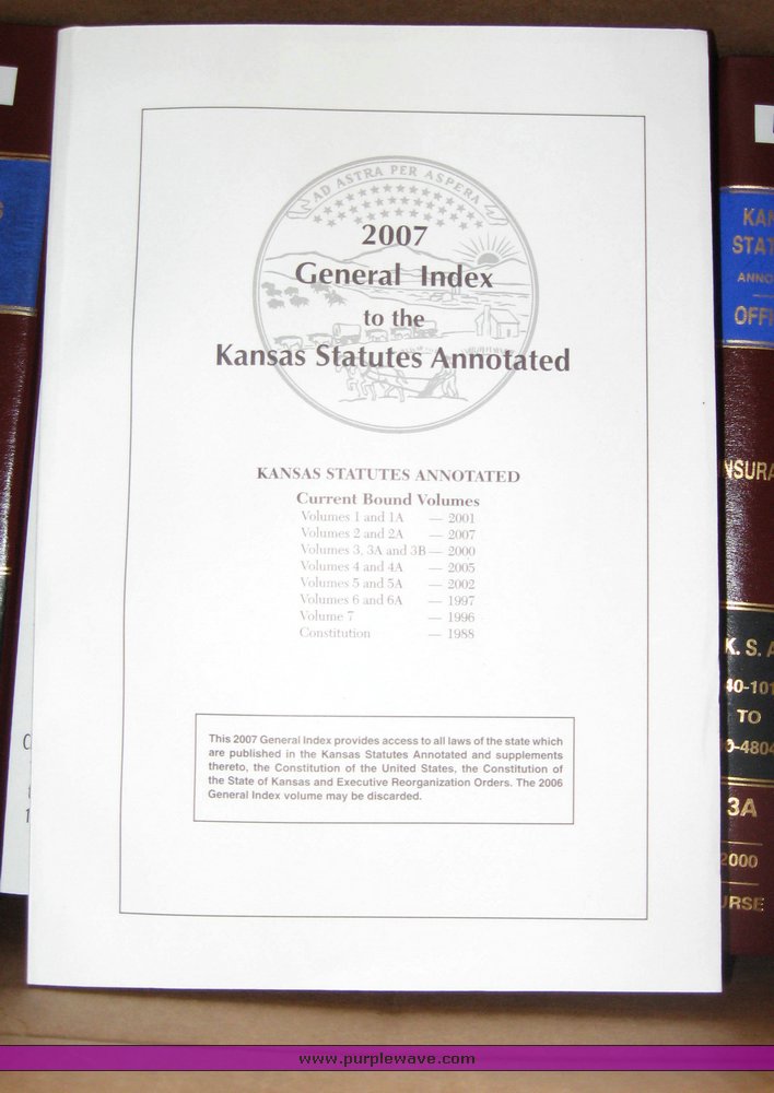 (8) sets of Kansas Statutes in Topeka, KS Item 8582 sold Purple Wave
