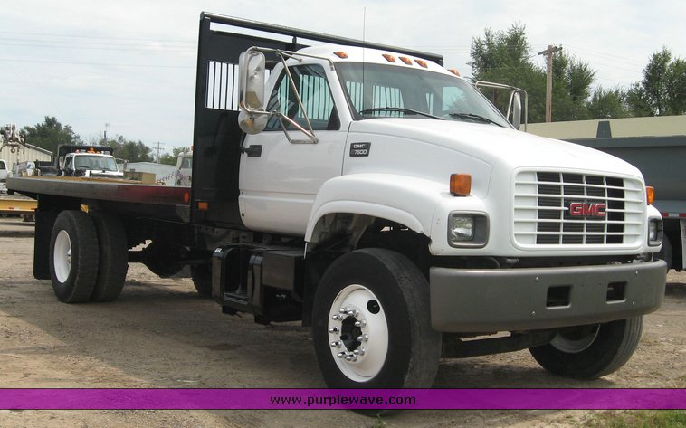 image for item 8631 1998 GMC C-Series C7500 truck with 17' flat bed and Obeco hoist
