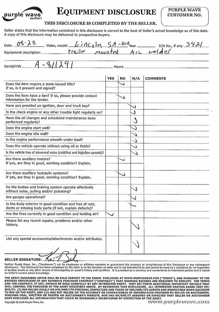 image for item 3421 Lincoln SA-200-F163 trailer mounted arc welder