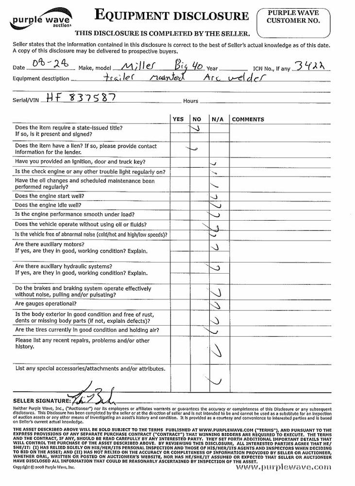 image for item 3422 Miller Big 40 trailer mounted arc welder
