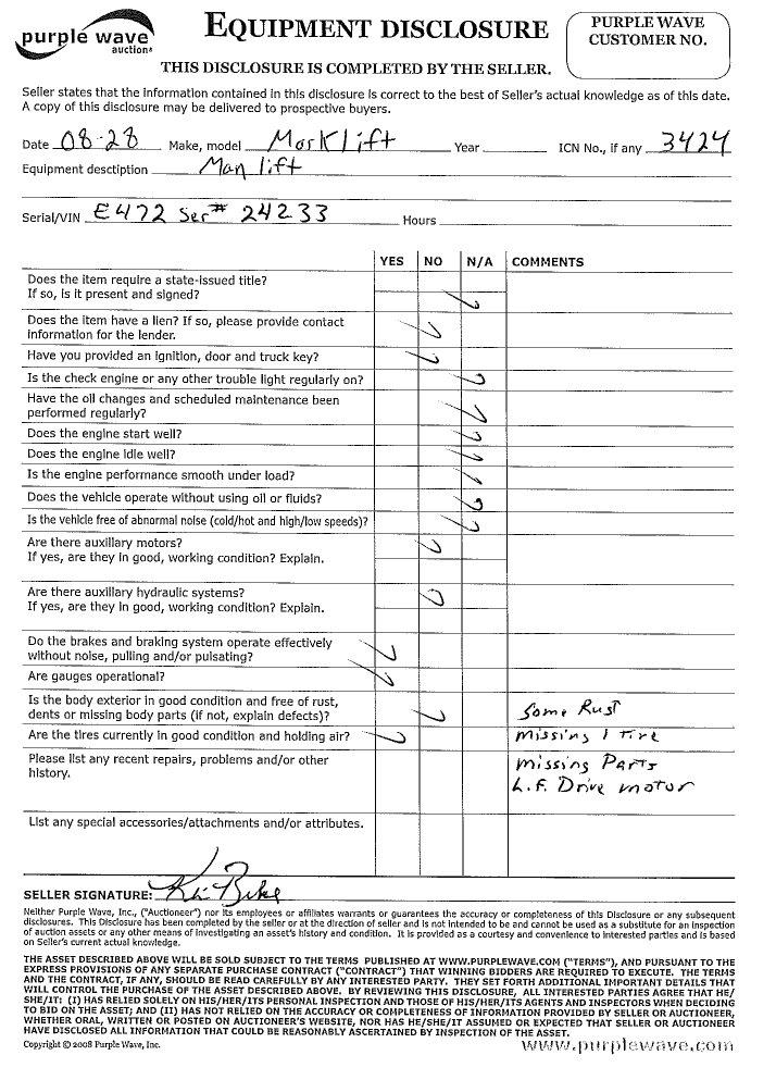 image for item 3424 Mark Lift CH20NEP man lift