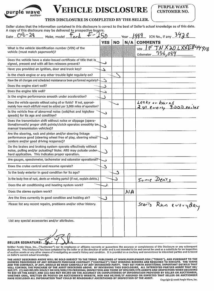 image for item 3428 1999 Ford F250 Super Duty pickup truck