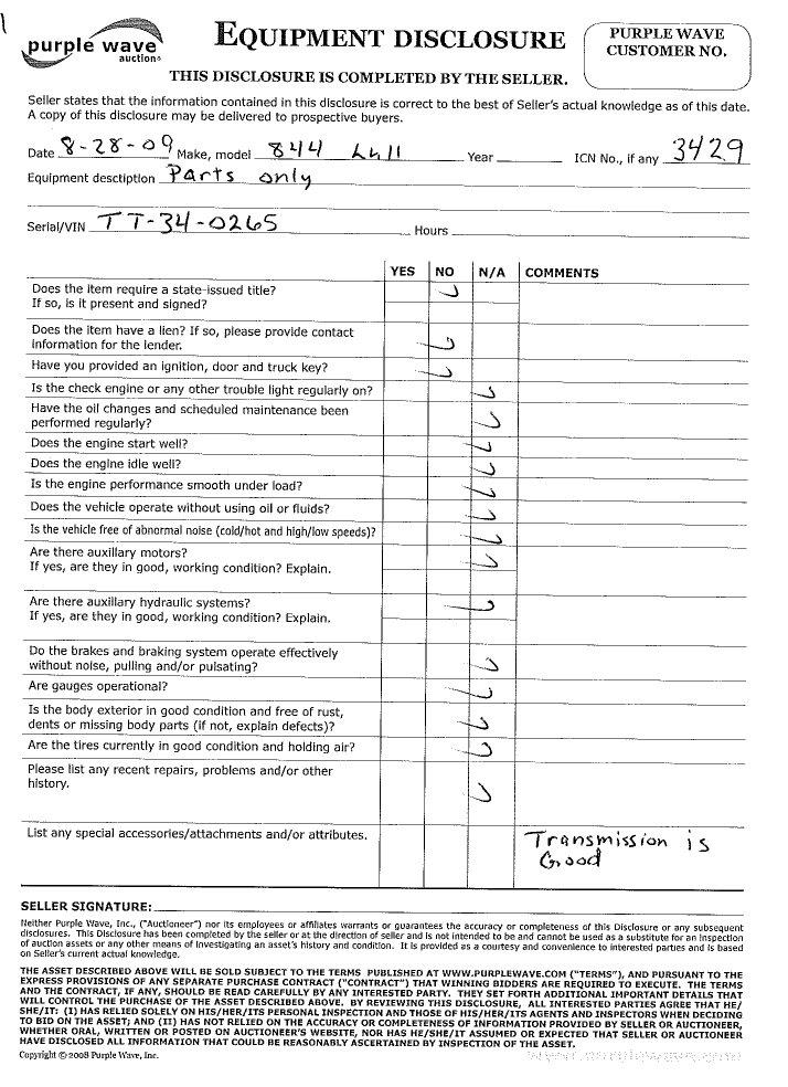 image for item 3429 Lull telehandler frame