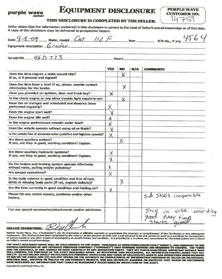 image for item 4564 Caterpillar 112F motor grader