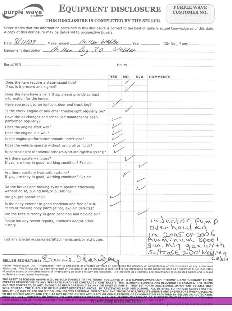 image for item 5842 Miller Big 30 portable diesel welder