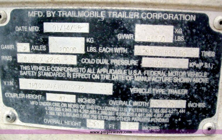 image for item 8067 1998 Trailmobile 53' dry van trailer