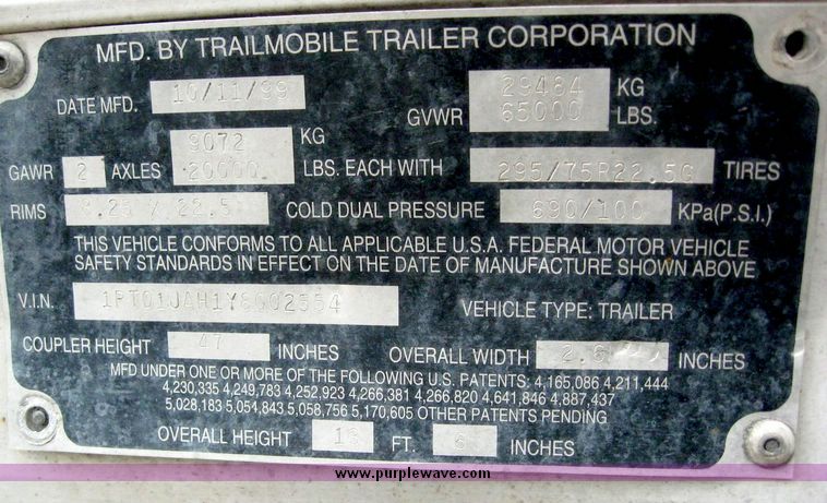 image for item 8073 2000 Trailmobile 53' dry van trailer