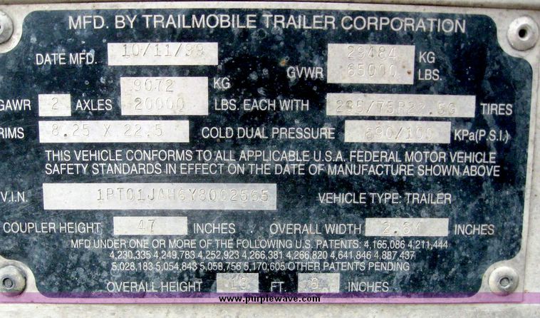 image for item 8074 2000 Trailmobile 53' dry van trailer