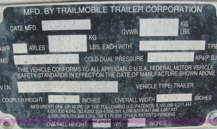 image for item 8081 2000 Trailmobile 53' dry van trailer