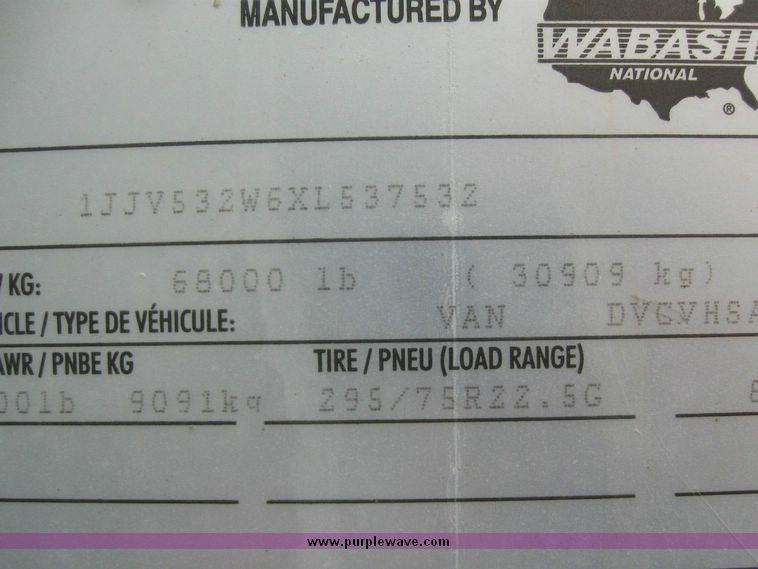 image for item 8088 1999 Wabash 53' dry van trailer