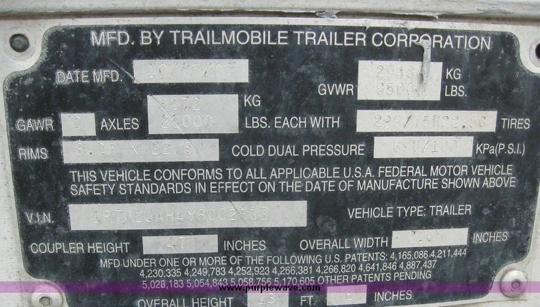 image for item 8090 2000 Trailmobile 53' dry van trailer