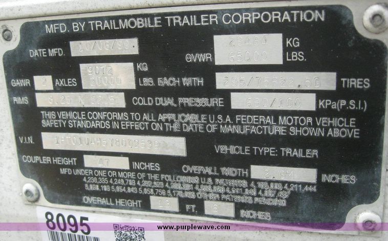 image for item 8095 2000 Trailmobile 53' dry van trailer