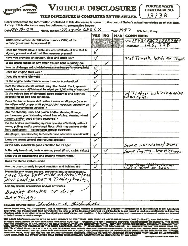 image for item 1500 1997 Mazda 626 LX
