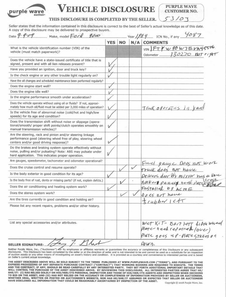 image for item 4087 1984 Ford Conventional N LNT9000 tractor truck