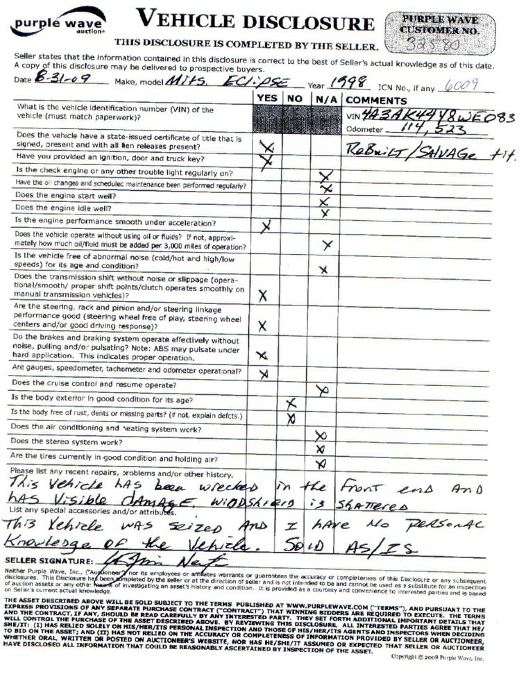 image for item 6008 1998 Mitsubishi Eclipse GS