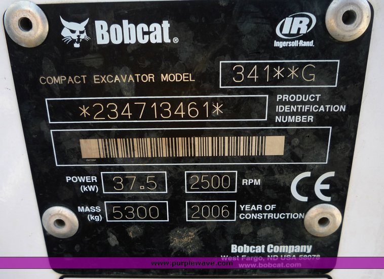 image for item 2284 2006 Bobcat 341G excavator