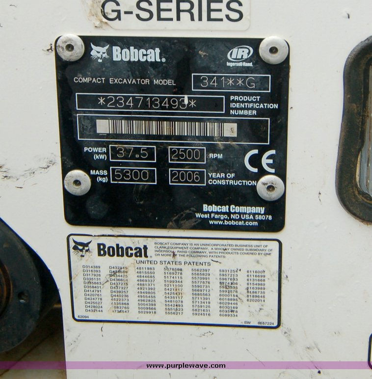 image for item 6010 2006 Bobcat 341G compact excavator