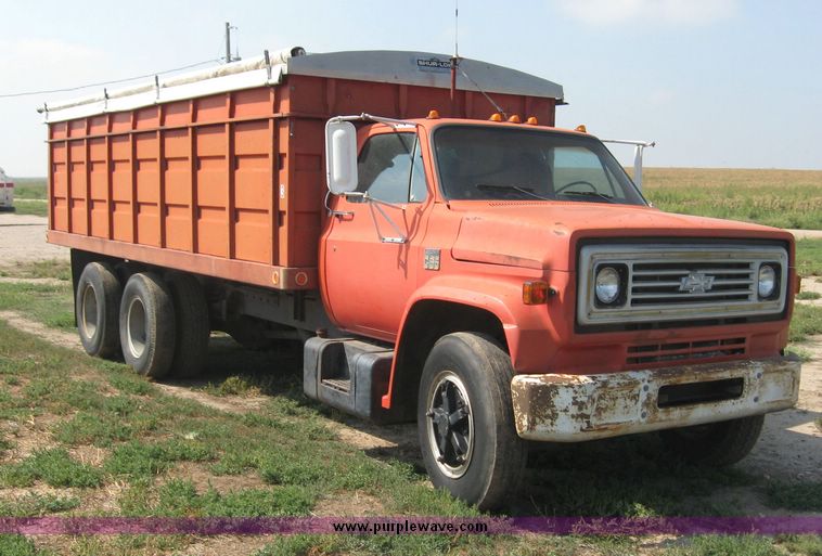 image for item 8636 1973 Chevrolet C65 tandem axle truck with Knapheide 20' grain bed and hoist