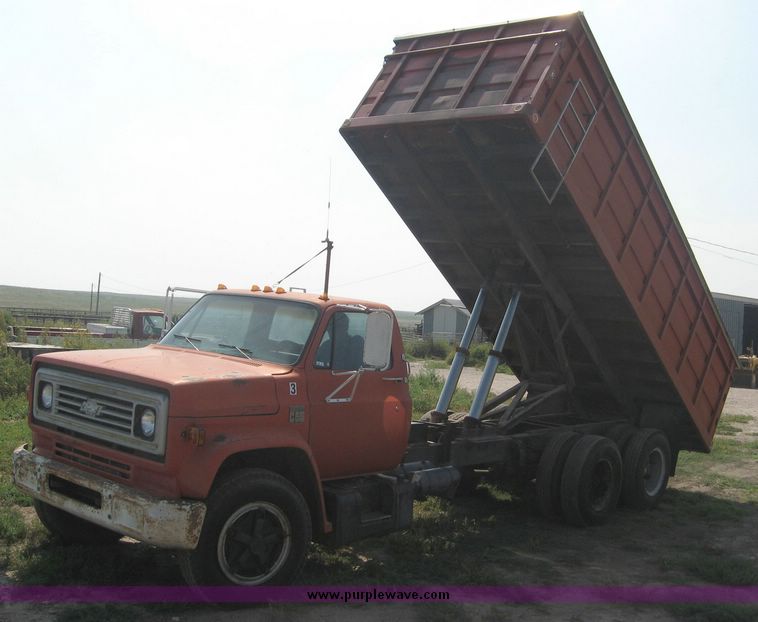 image for item 8636 1973 Chevrolet C65 tandem axle truck with Knapheide 20' grain bed and hoist