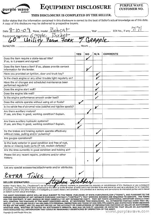 image for item 7171 Bobcat 60" utility farm forks with grapple