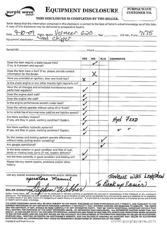 image for item 7175 Vermeer 620 wood chipper