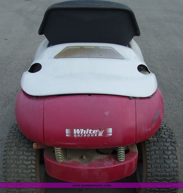 image for item 6231 White Outdoor Yard Bug riding mower with bagger assembly