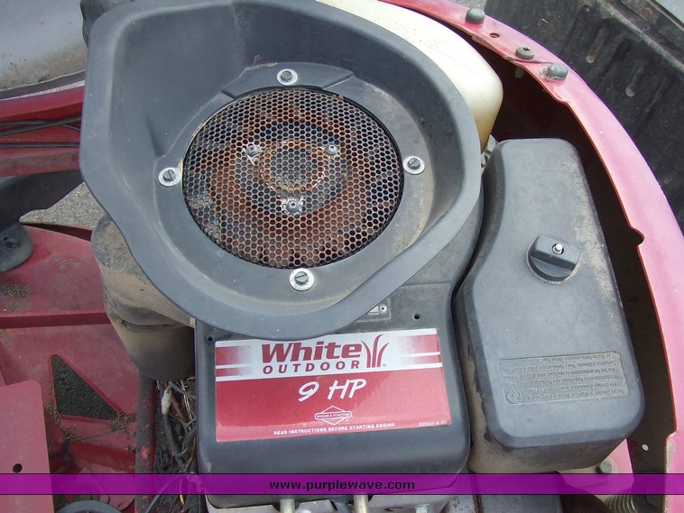 image for item 6231 White Outdoor Yard Bug riding mower with bagger assembly