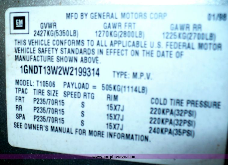 image for item 8563 1998 Chevrolet Blazer